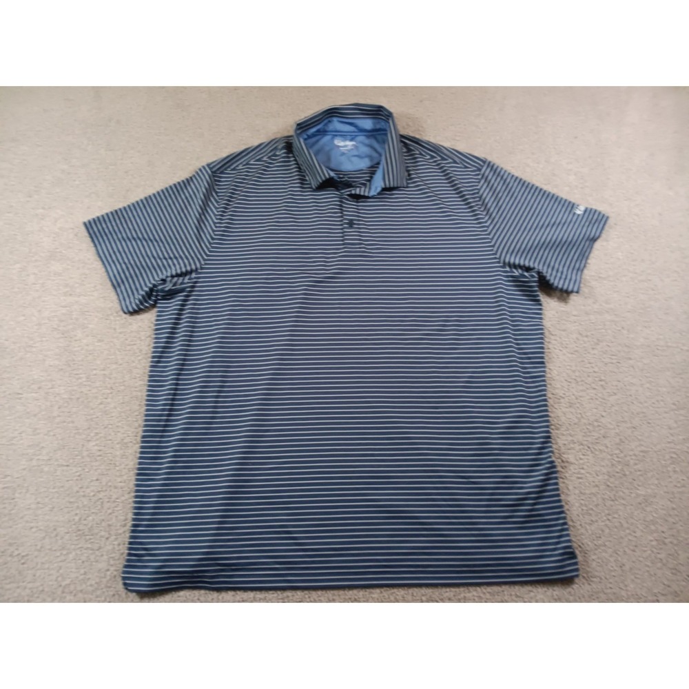 Walter Hagen Performance 11 Golf Polo Shirt Mens XXL Blue Stripe Stretch